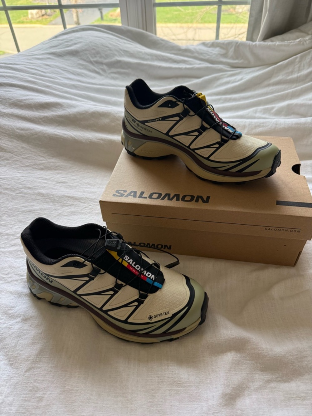 Salomon GTX Trail Sneakers in Tea Green with Black Accents - Picture 3 of 5